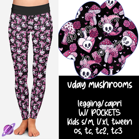 VDAY MUSHROOMS - VALENTINE RUN 2- LEGGING/CAPRI - PREORDER CLOSING 12/13 ETA JANUARY