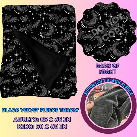 DARK OF NIGHT - SOFT BLACK FLEECE THROWS 7 - PREORDER CLOSING 1/13