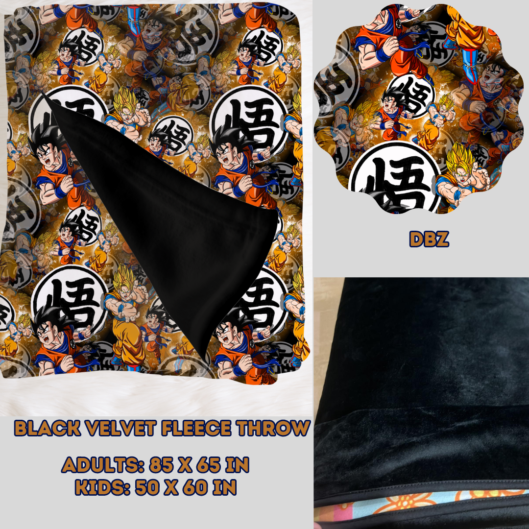 DBZ - SOFT BLACK FLEECE THROW BLANKETS 2- PREORDER CLOSING 11/22