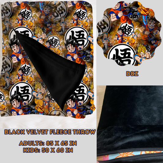 DBZ - SOFT BLACK FLEECE THROW BLANKETS 2- PREORDER CLOSING 11/22