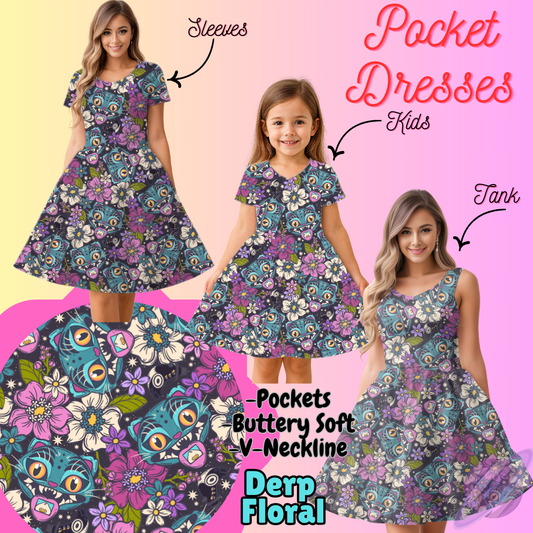 DERP FLORAL-POCKET DRESS PREORDER-CLOSING 3/16