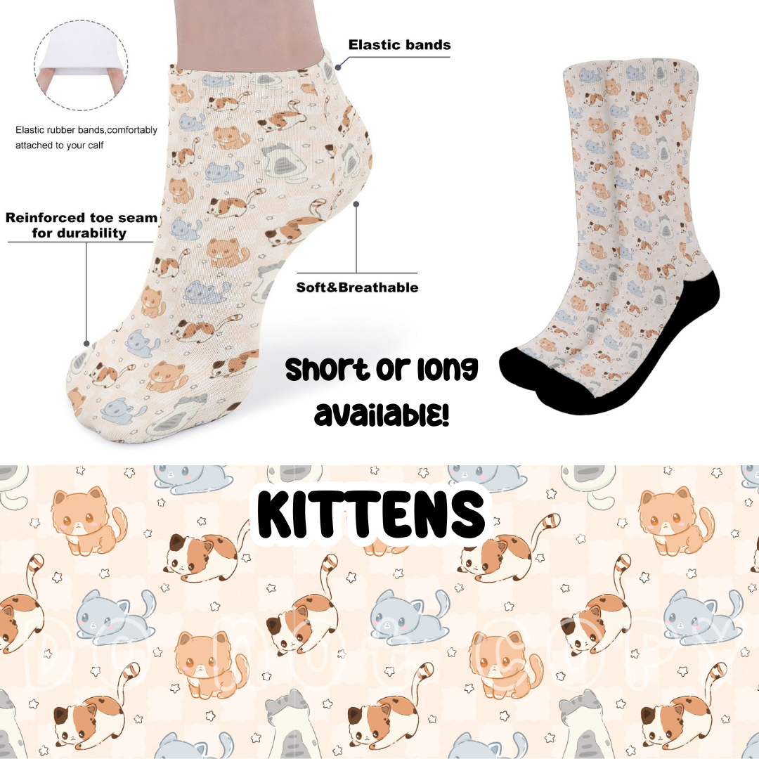 KITTENS - CUSTOM PRINTED SOCKS ROUND 2 PREORDER CLOSING 12/29 ETA FEB