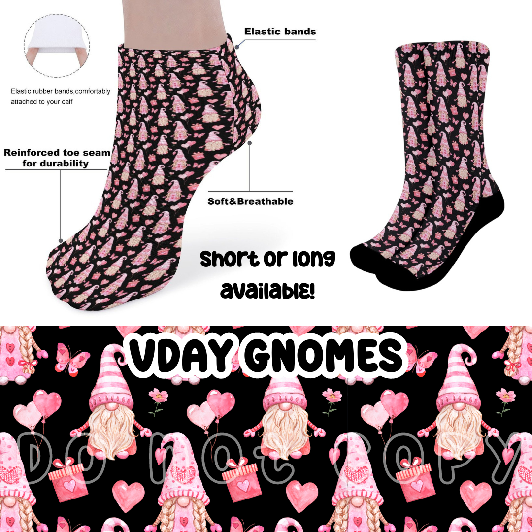 VDAY GNOMES - CUSTOM PRINTED SOCKS ROUND 2 PREORDER CLOSING 12/29 ETA FEB