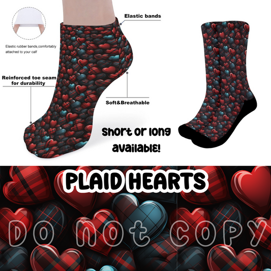 PLAID HEARTS - CUSTOM PRINTED SOCKS ROUND 2 PREORDER CLOSING 12/29 ETA FEB