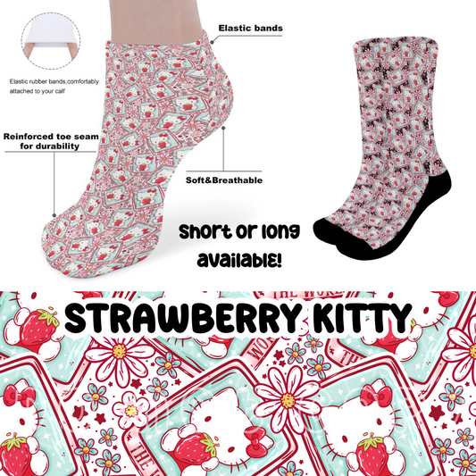 STRAWBERRY KITTY - CUSTOM PRINTED SOCKS ROUND 2 PREORDER CLOSING 12/29 ETA FEB