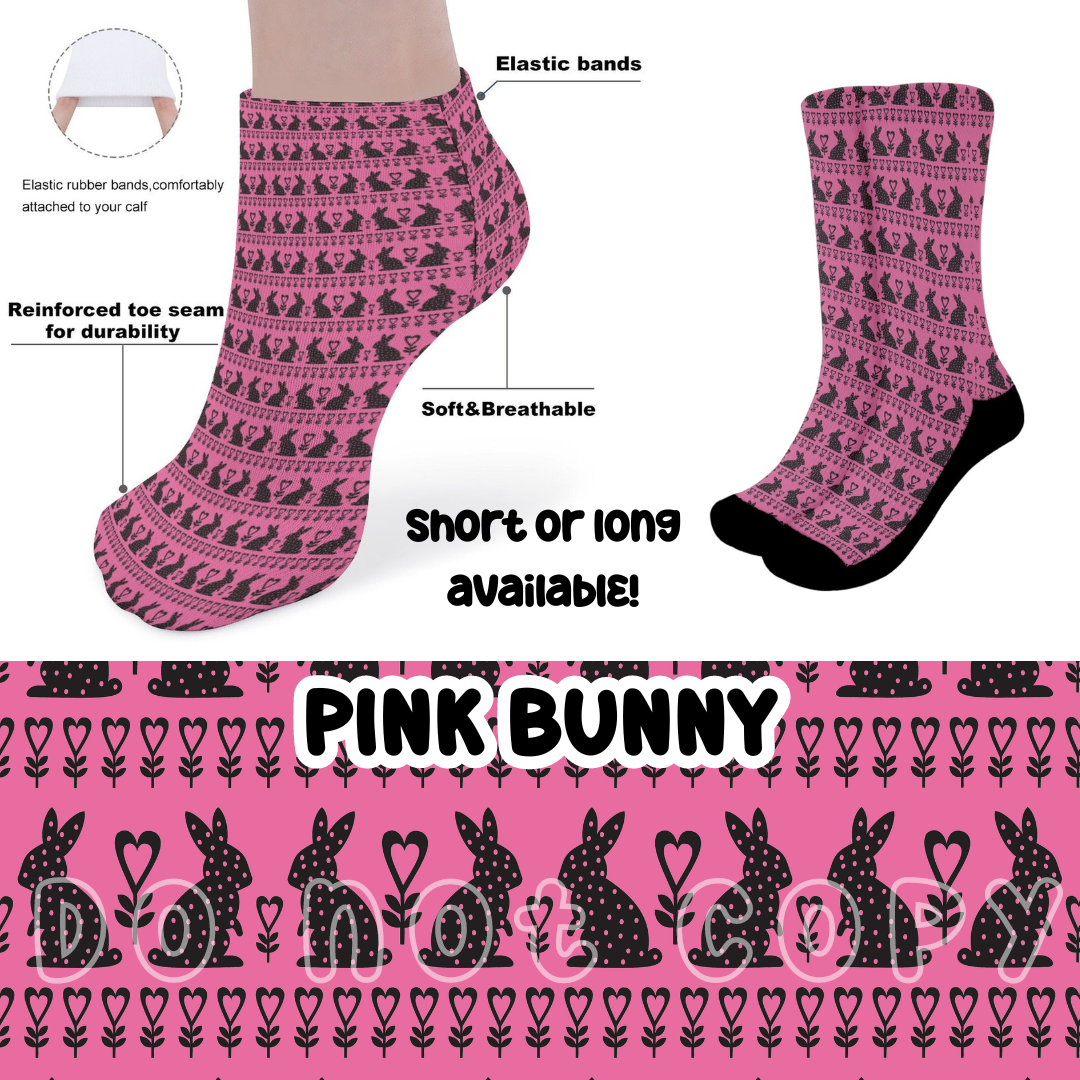 PINK BUNNY - CUSTOM PRINTED SOCKS ROUND 2 PREORDER CLOSING 12/29 ETA FEB