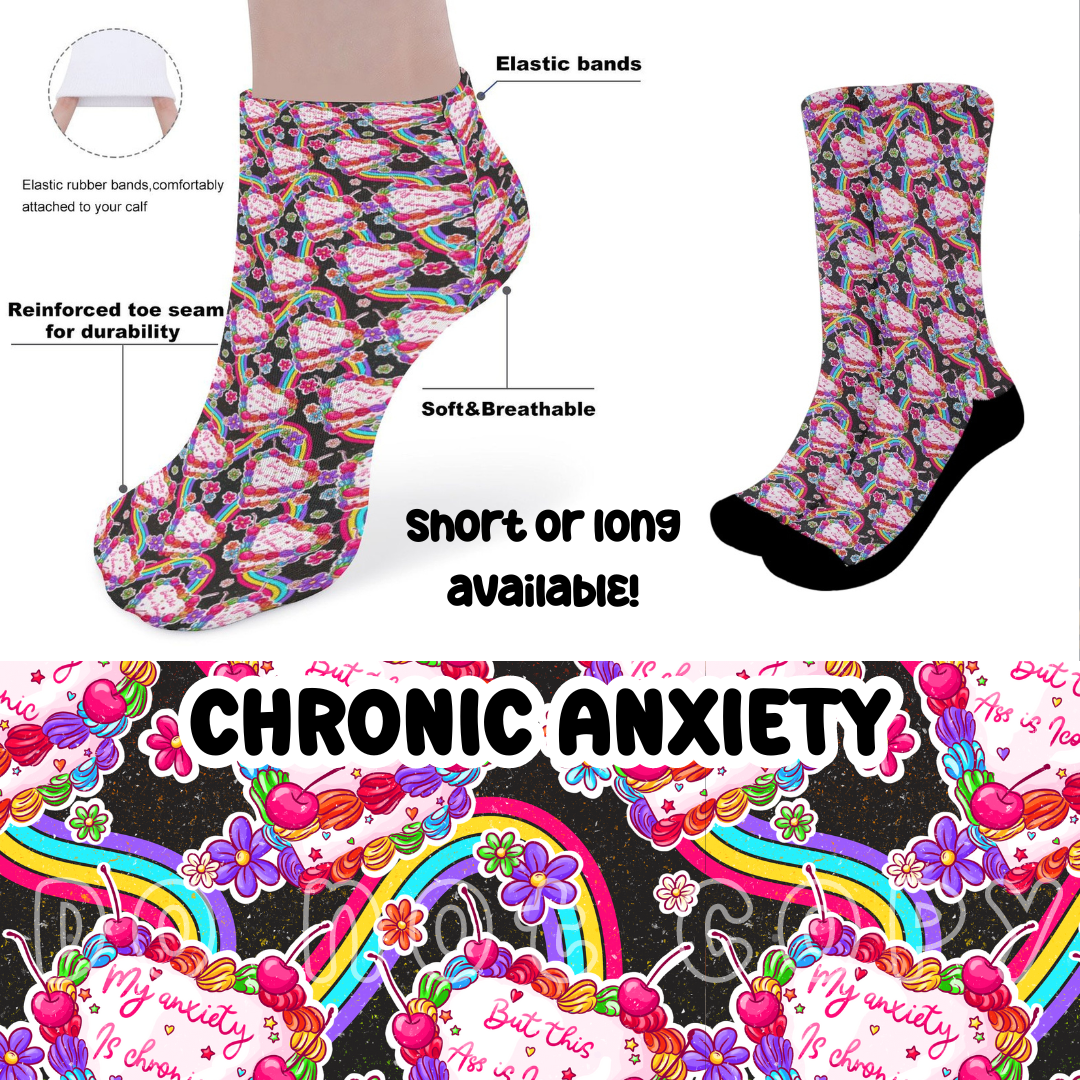 CHRONIC ANXIETY - CUSTOM PRINTED SOCKS ROUND 2