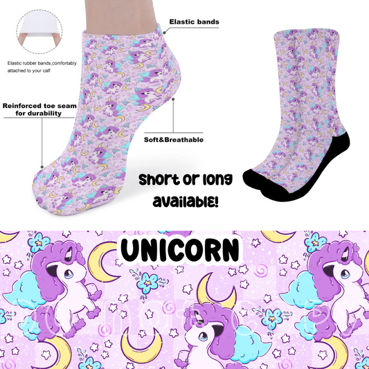 UNICORN - CUSTOM PRINTED SOCKS ROUND 2 PREORDER CLOSING 12/29 ETA FEB