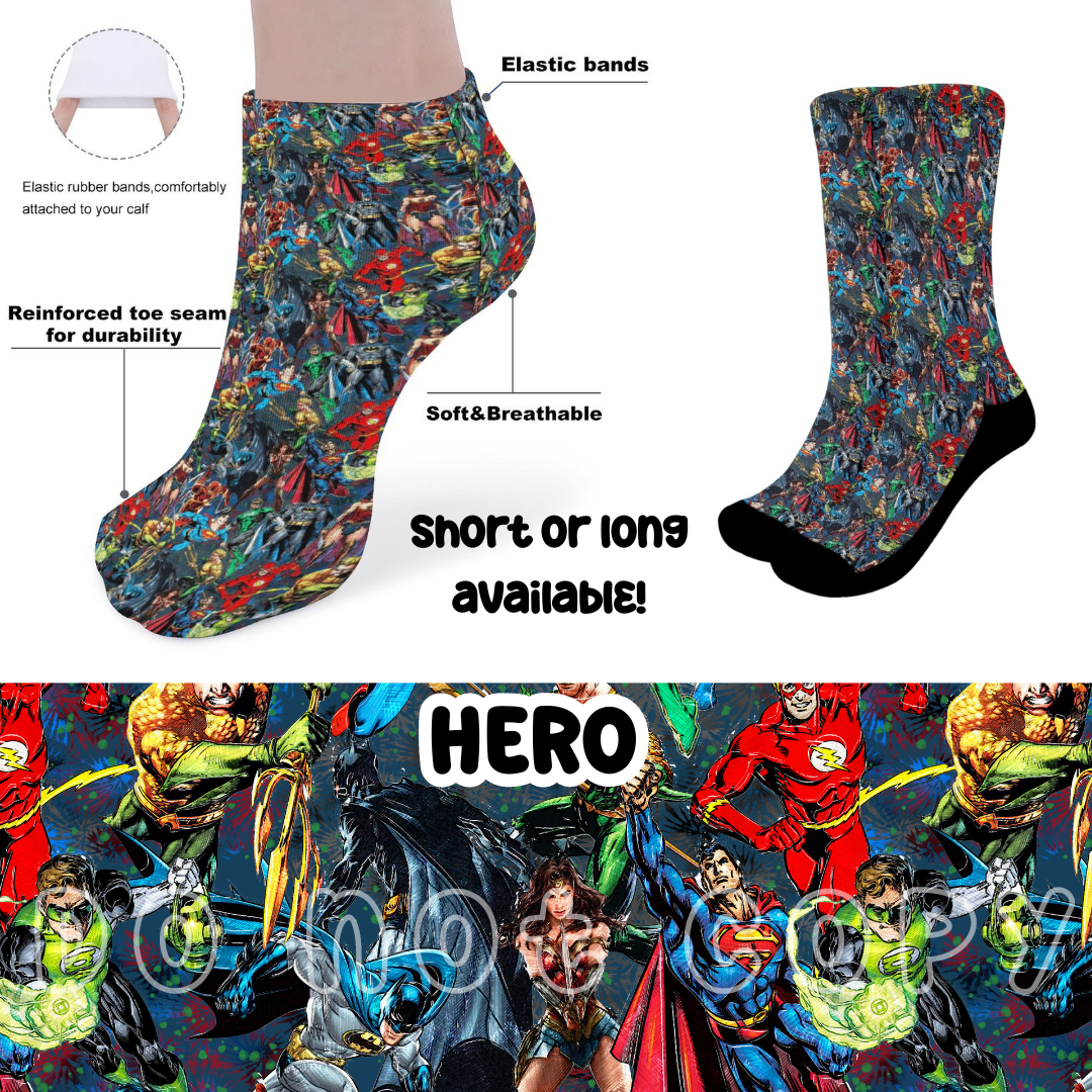 HERO - CUSTOM PRINTED SOCKS ROUND 2 PREORDER CLOSING 12/29 ETA FEB