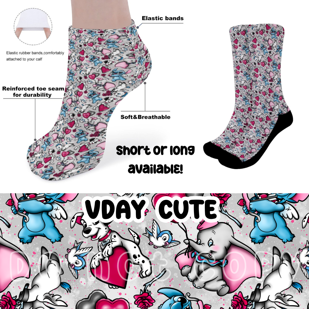 VDAY CUTE - CUSTOM PRINTED SOCKS ROUND 2 PREORDER CLOSING 12/29 ETA FEB