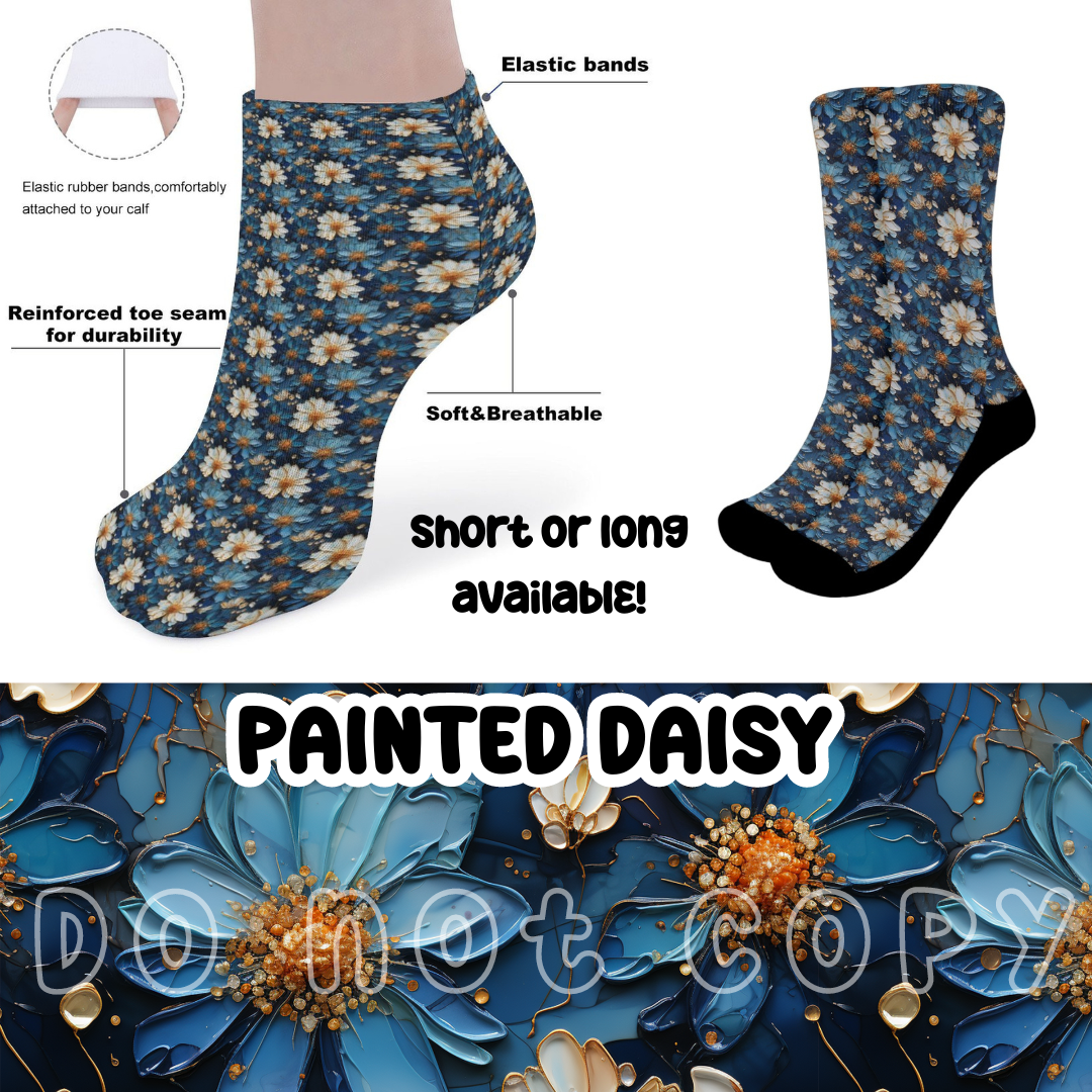 PAINTED DAISY - CUSTOM PRINTED SOCKS ROUND 2 PREORDER CLOSING 12/29 ETA FEB