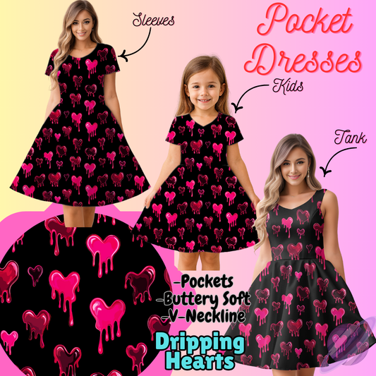 DRIPPING HEARTS-POCKET DRESS PREORDER-CLOSING 3/16