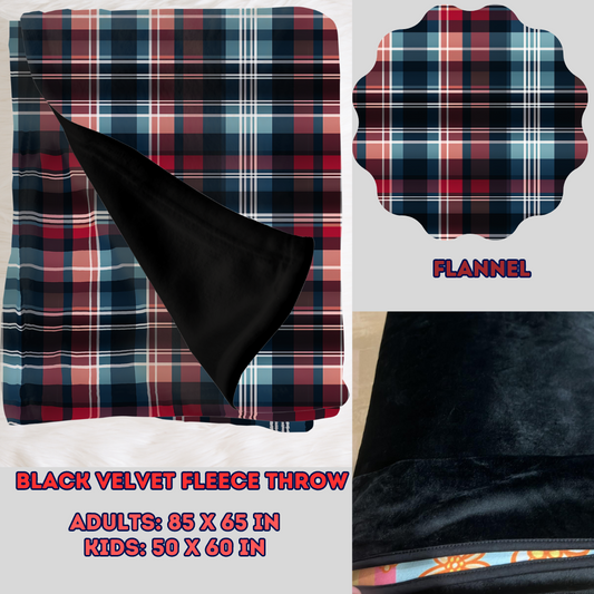 FLANNEL - SOFT BLACK FLEECE THROW BLANKETS 2- PREORDER CLOSING 11/22