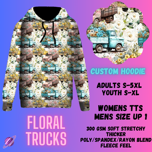 PULLOVER HOODIE RUN 1-FLORAL TRUCKS-PREORDER CLOSING 12/29