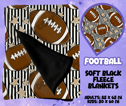 FOOTBALL - SOFT BLACK FLEECE THROWS RUN 12-PREORDER CLOSING 9/22
