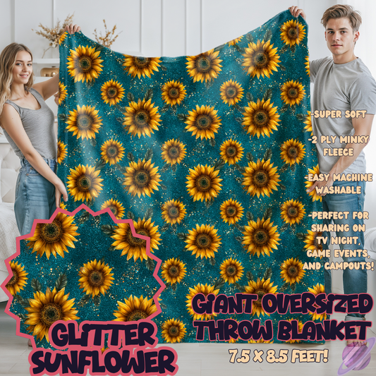 GLITTER SUNFLOWER-OVERSIZED THROW 14-PREORDER CLOSING 10/8