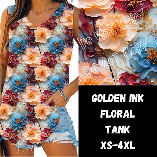 GOLDEN INK FLORAL-PPO8 RUN-V-NECK TANK PREORDER CLOSING 1/17 ETA APRIL