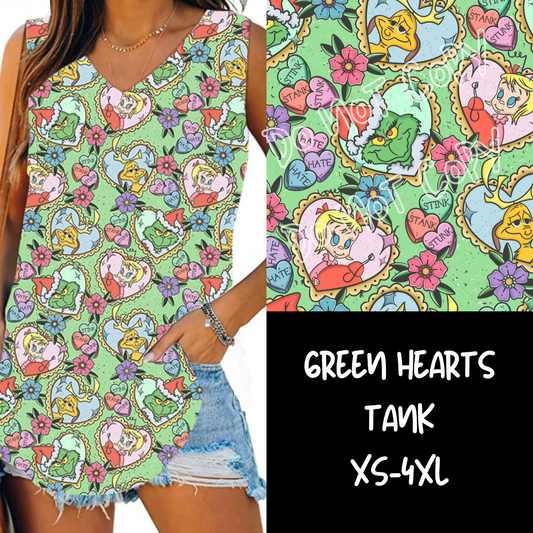 PPO6 RUN- GREEN HEARTS - V-NECK TANK PREORDER CLOSING 9/8 ETA EARLY NOV