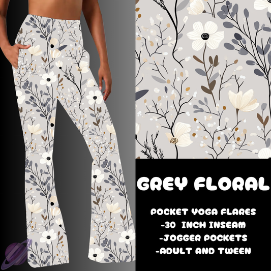 GREY FLORAL-YOGA FLARES 7-PREORDER DUE 10/2
