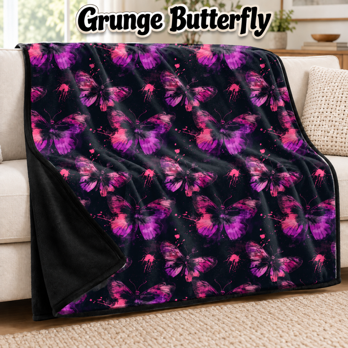 Grunge Butterfly-Soft Throw Blanket 14 Run-Due 9/28