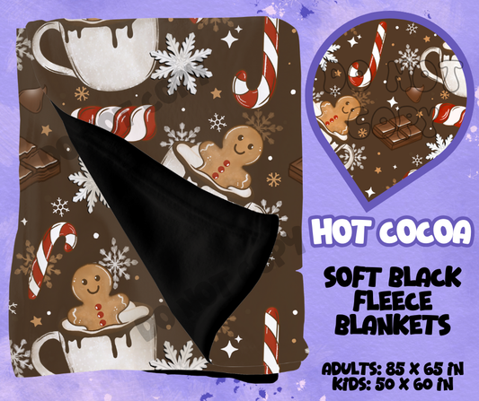 HOT COCOA - SOFT BLACK FLEECE THROWS RUN 12-PREORDER CLOSING 9/22