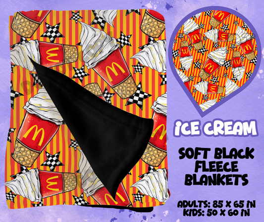 ICE CREAM - SOFT BLACK FLEECE THROWS RUN 12-PREORDER CLOSING 9/22