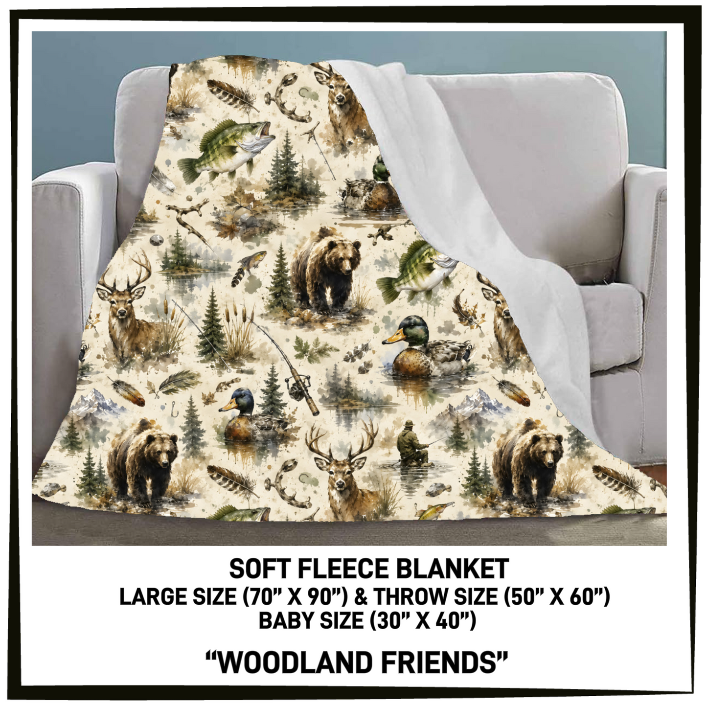 FC7B - Woodland Friends Fleece Blanket - Preorder Closing 8/26 ETA: Late Oct