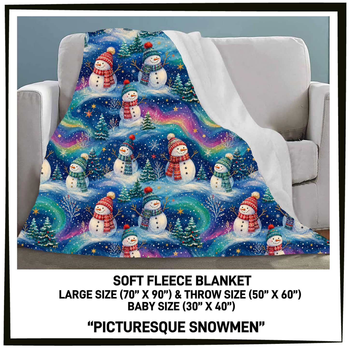 FC7B - Picturesque Snowmen Fleece Blanket - Preorder Closing 8/26 ETA: Late Oct