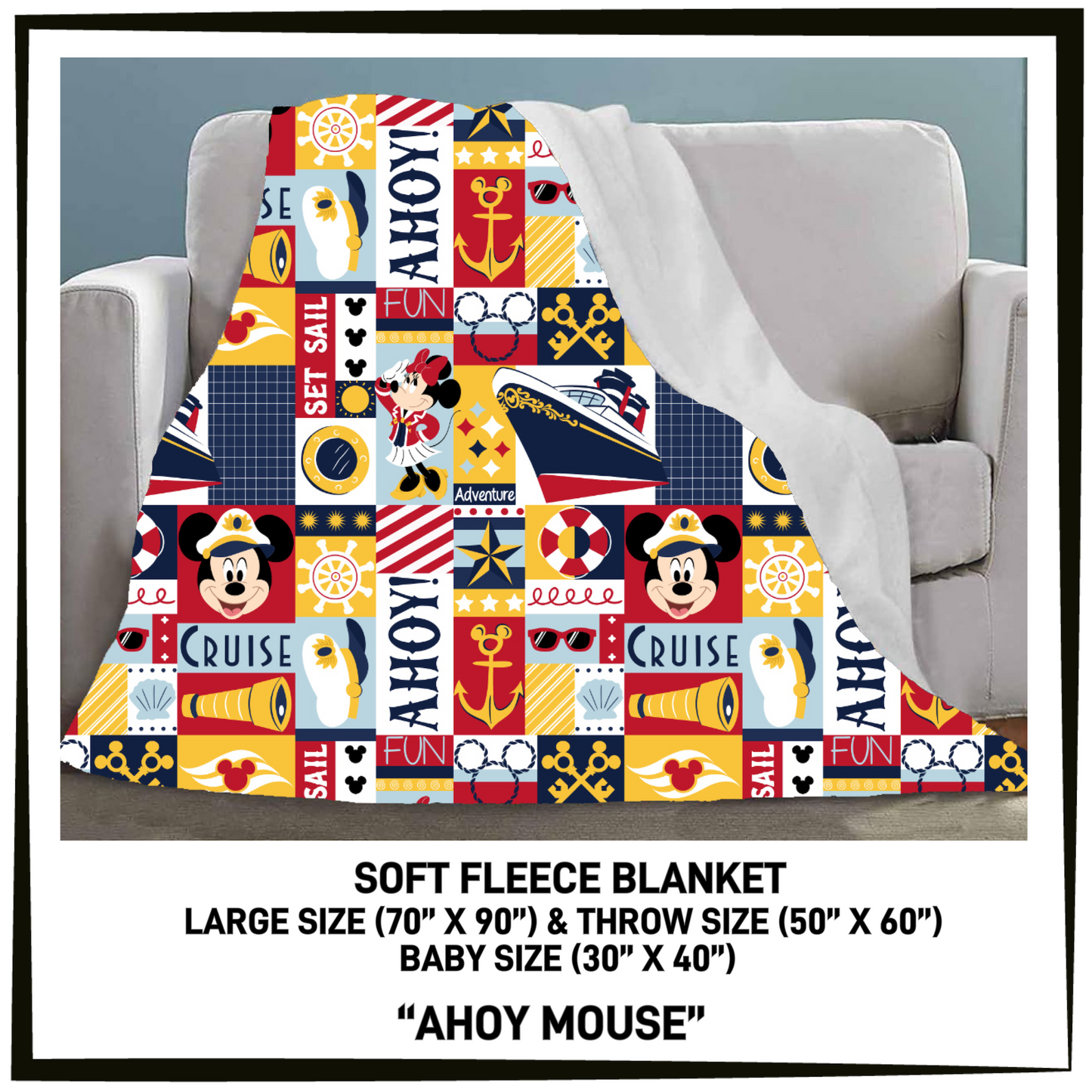 FC7B - Ahoy Mouse Fleece Blanket - Preorder Closing 8/26 ETA: Late Oct