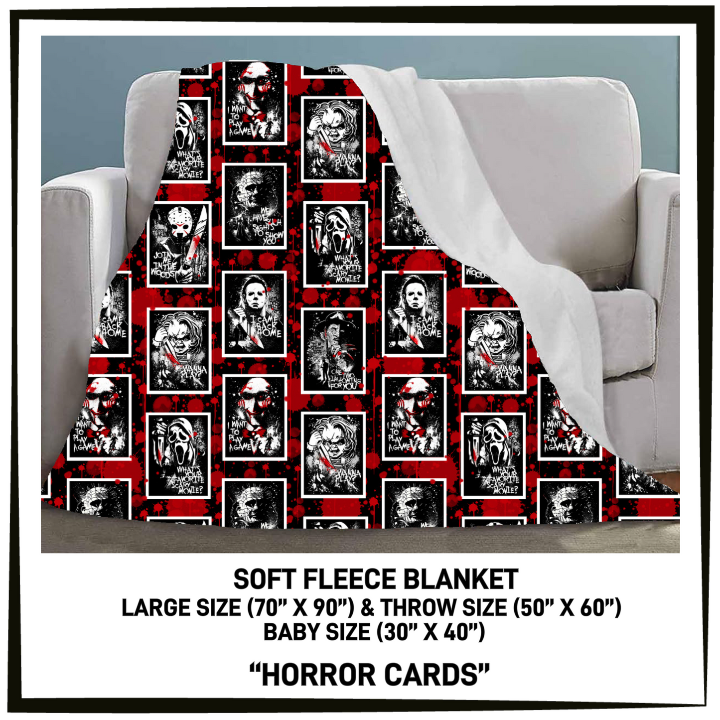 FC7B - Horror Cards Fleece Blanket - Preorder Closing 8/26 ETA: Late Oct
