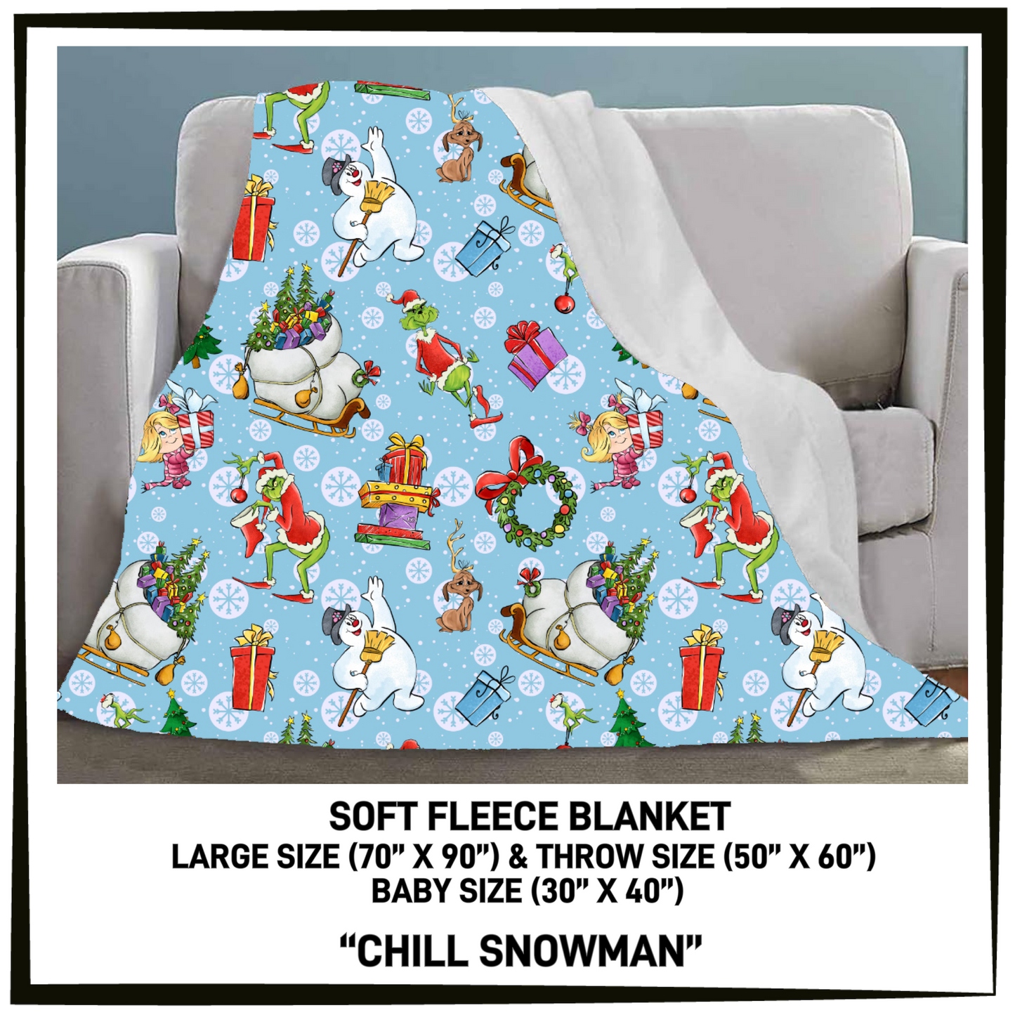 FC7B - Chill Snowman Fleece Blanket - Preorder Closing 8/26 ETA: Late Oct