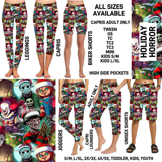 VM1B - Holiday Horror Biker/Capris/Leggings with High Side Pockets - Preorder ETA: Mid-Nov