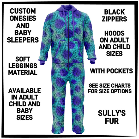 ON1S - Sully's Fur Adult/Child Onesie/Baby Sleeper - Preorder ETA: Early Nov