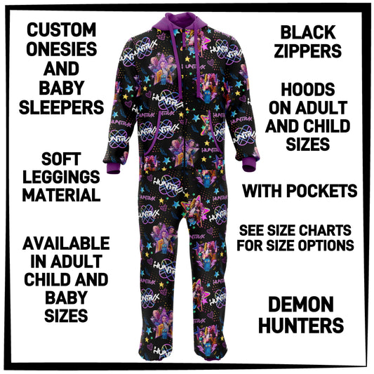 ON1S - Demon Hunters Adult/Child Onesie/Baby Sleeper - Preorder ETA: Early Nov