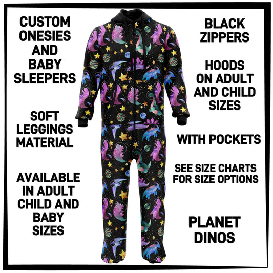 ON1S - Planet Dinos Adult/Child Onesie/Baby Sleeper - Preorder ETA: Early Nov