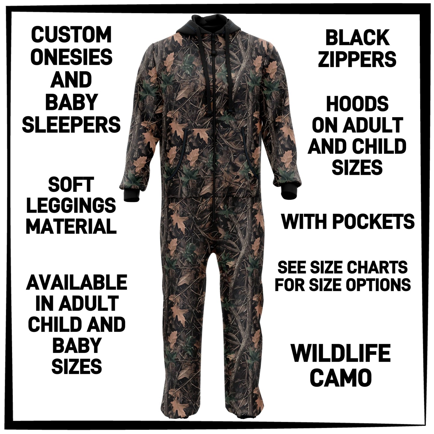 ON1S - Wildlife Camo Adult/Child Onesie/Baby Sleeper - Preorder ETA: Early Nov