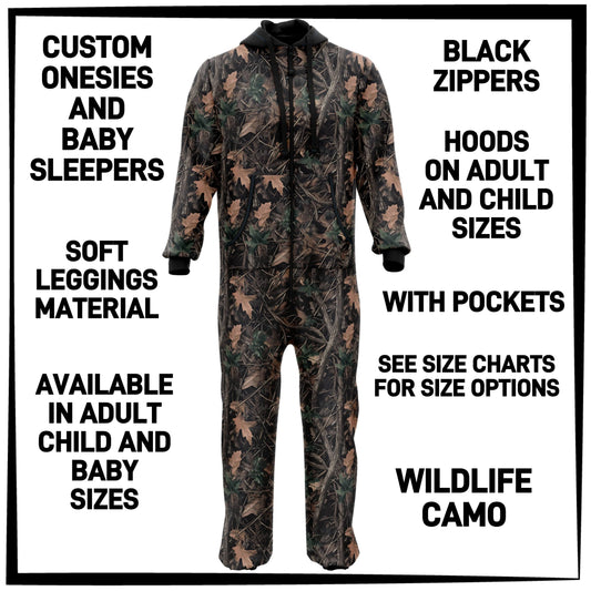 ON1S - Wildlife Camo Adult/Child Onesie/Baby Sleeper - Preorder ETA: Early Nov