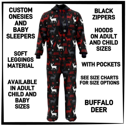 ON1S - Buffalo Deer Adult/Child Onesie/Baby Sleeper - Preorder ETA: Early Nov