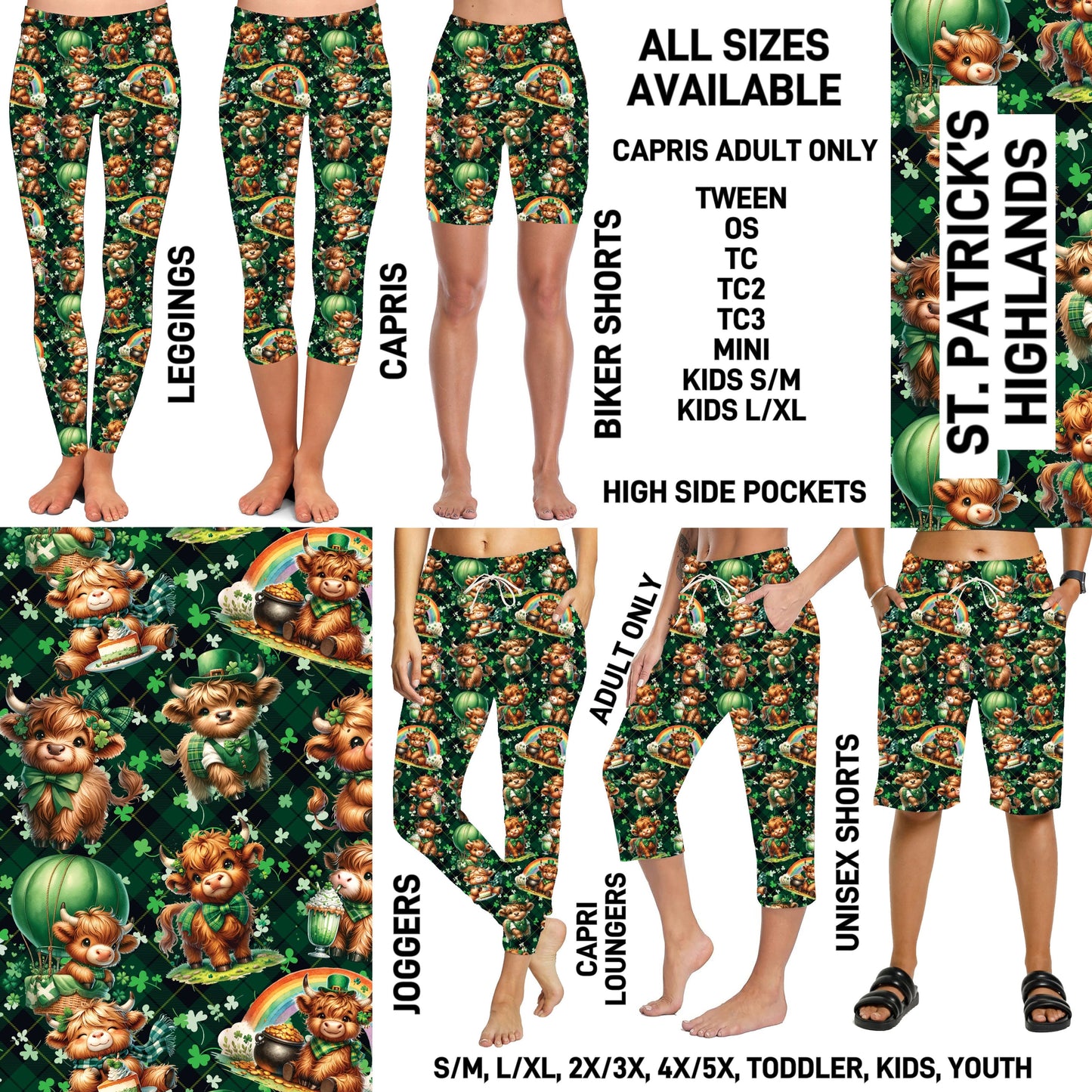 ST1P - St. Patrick's Highlands Full Joggers/Capri Loungers/Unisex Shorts - Preorder ETA: Late Feb