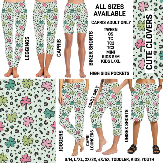 ST1P - Cute Clovers Full Joggers/Capri Loungers/Unisex Shorts - Preorder ETA: Late Feb