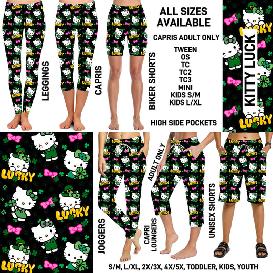 ST1P - Kitty Luck Full Joggers/Capri Loungers/Unisex Shorts - Preorder ETA: Late Feb