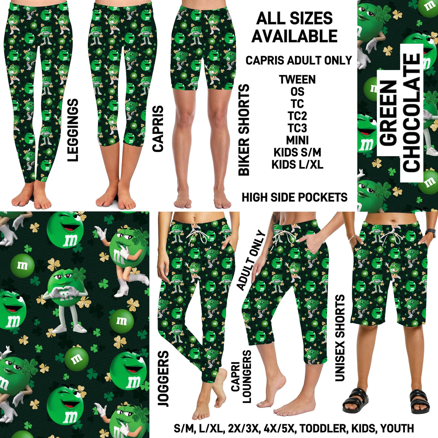 ST1P - Green Chocolate Full Joggers/Capri Loungers/Unisex Shorts - Preorder ETA: Late Feb