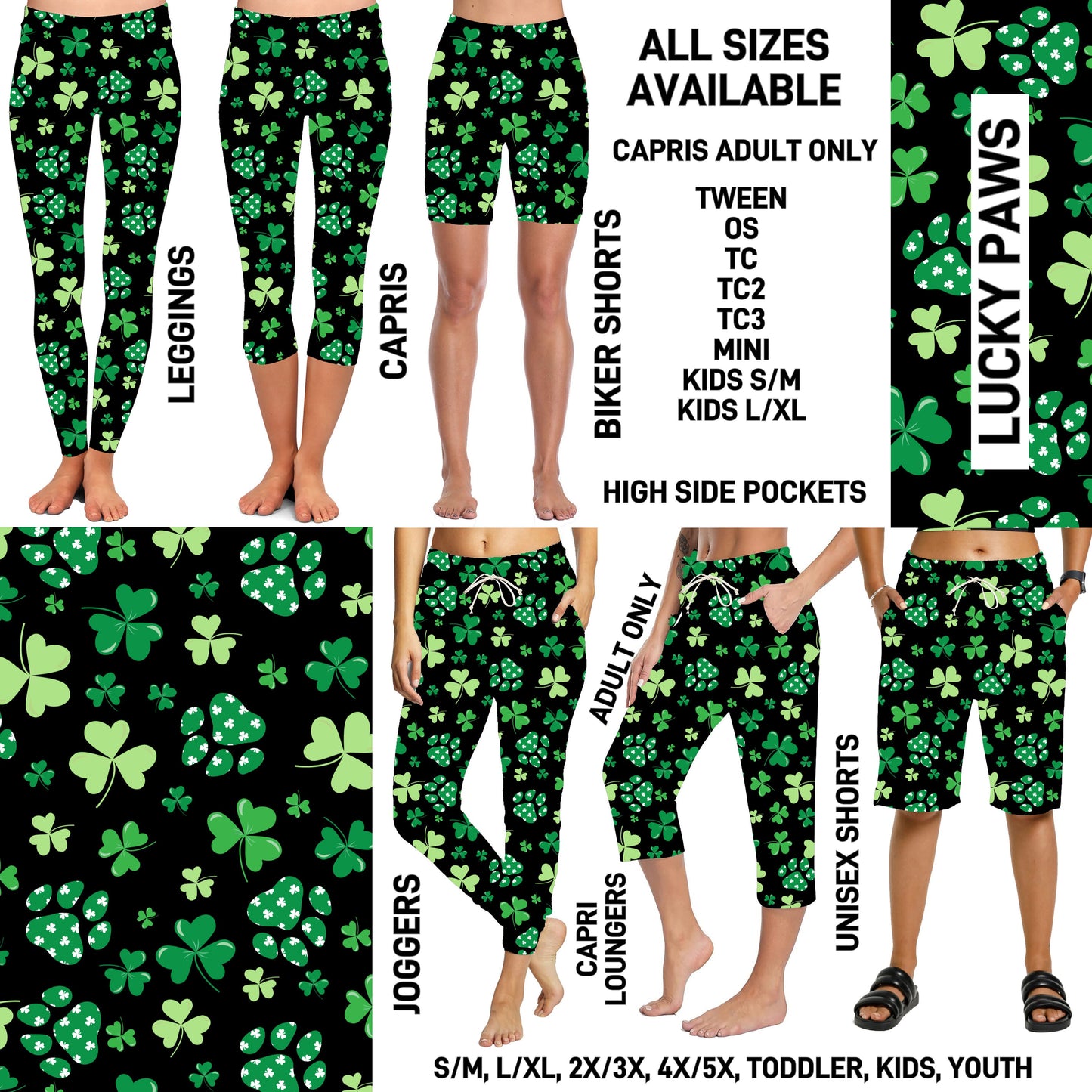 ST1P - Lucky Paws Full Joggers/Capri Loungers/Unisex Shorts - Preorder ETA: Late Feb