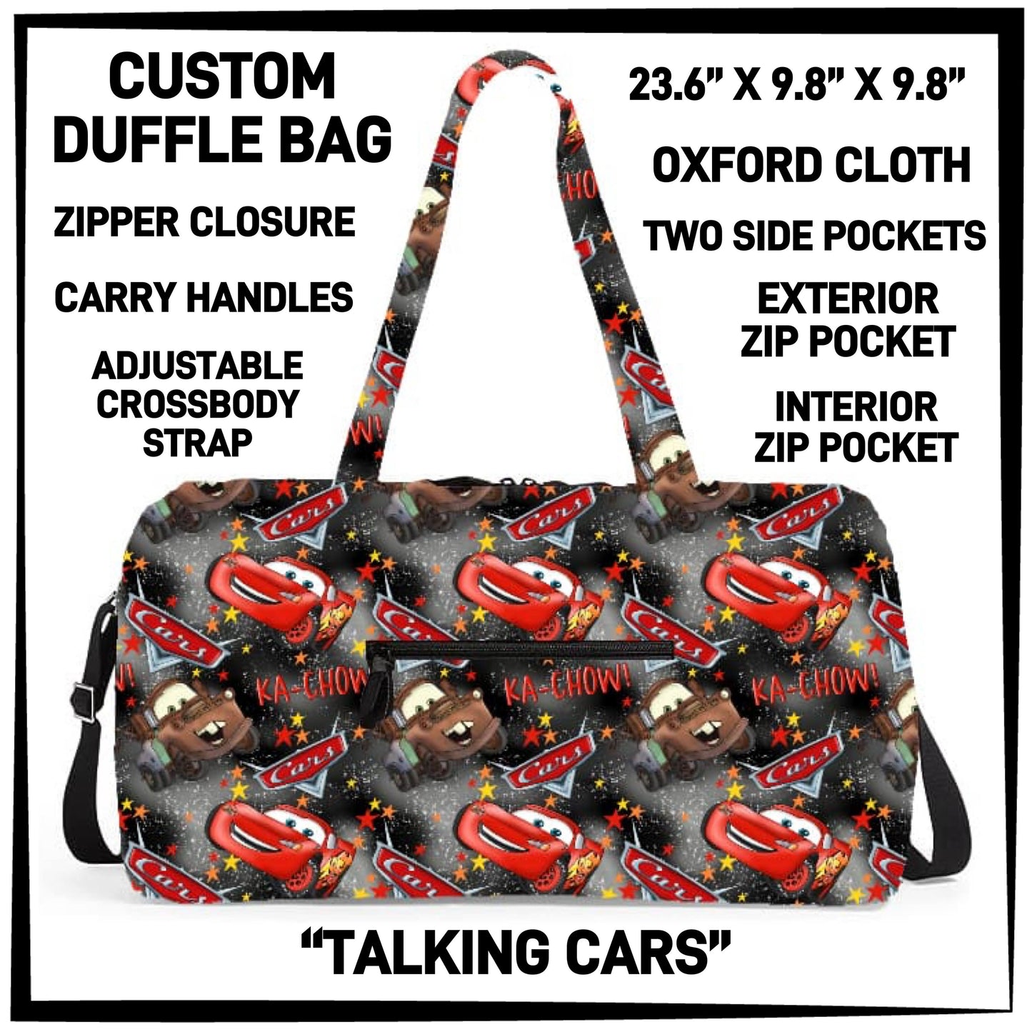 DF2B - Talking Cars Duffel Bag - Preorder ETA: Early Nov