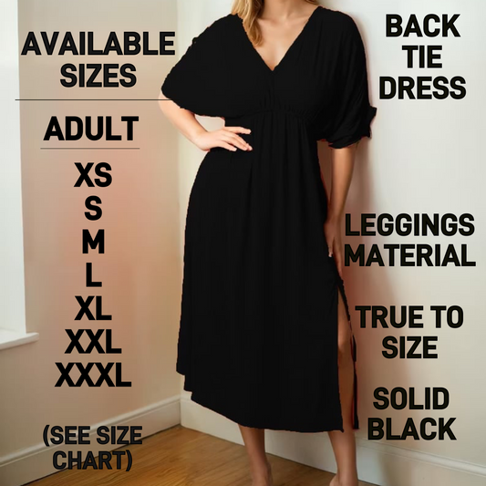 BT1D - Solid Black Back Tie Dress - Preorder Closing 1/22 ETA: Late March