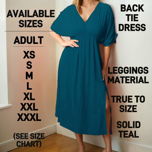 BT1D - Solid Teal Back Tie Dress - Preorder Closing 1/22 ETA: Late March