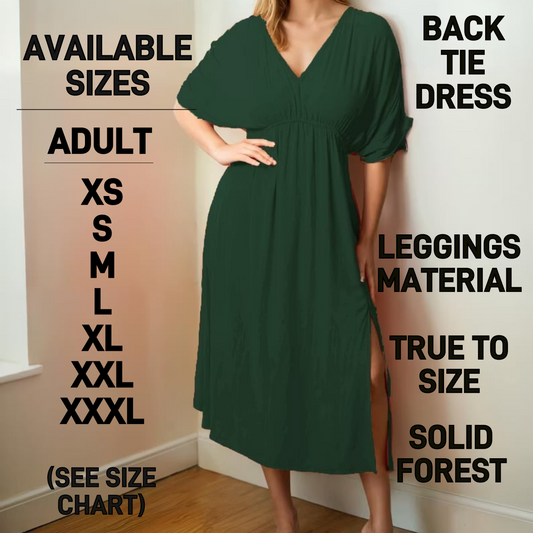 BT1D - Solid Forest Back Tie Dress - Preorder Closing 1/22 ETA: Late March