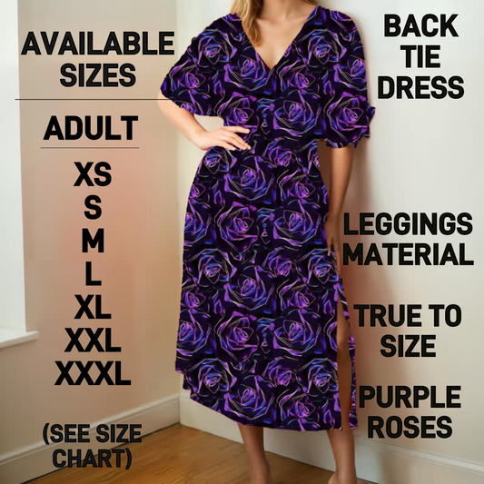 BT1D - Purple Roses Back Tie Dress - Preorder Closing 1/22 ETA: Late March