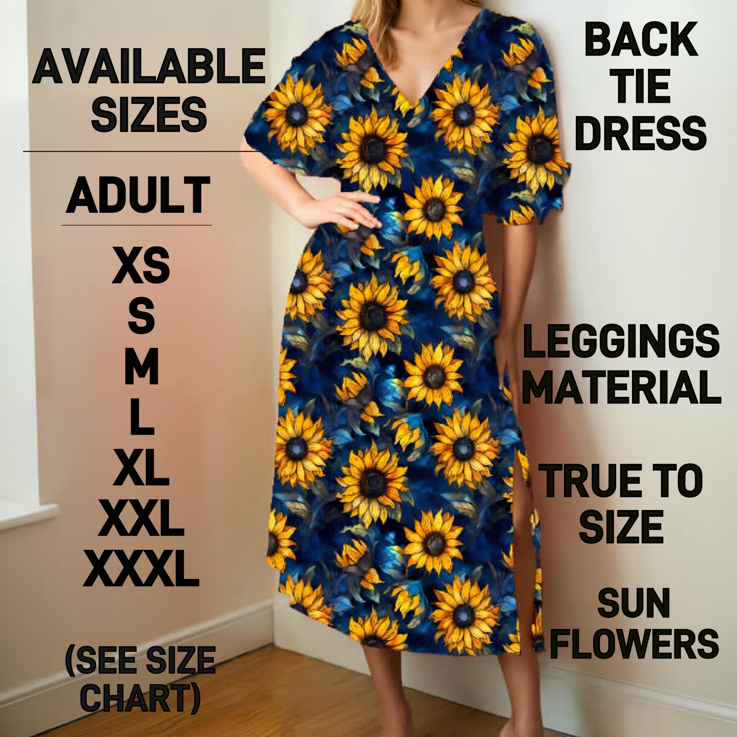 BT1D - Sun Flowers Back Tie Dress - Preorder Closing 1/22 ETA: Late March
