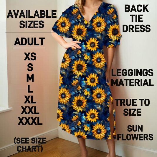 BT1D - Sun Flowers Back Tie Dress - Preorder Closing 1/22 ETA: Late March